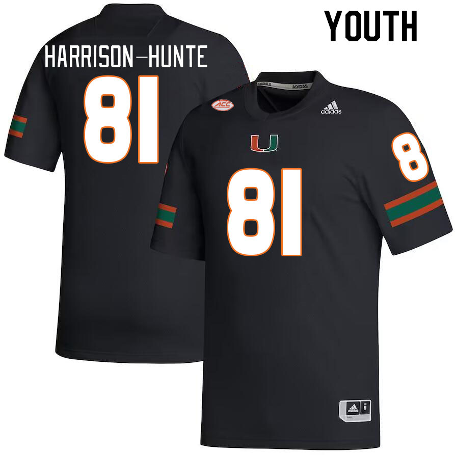 Youth #81 Jared Harrison-Hunte Miami Hurricanes College Football Jerseys Stitched-Black